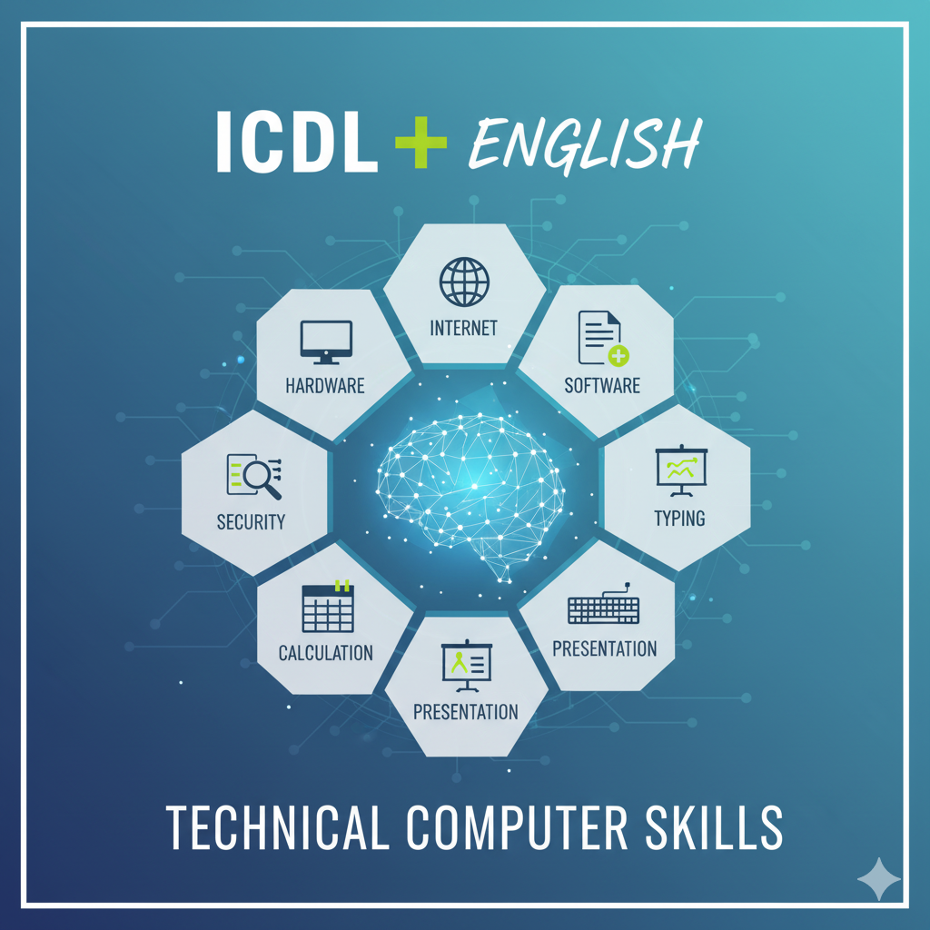 ICDL + زبان انگلیسی: اصطلاحات تخصصی در مهارت‌های هفتگانه کامپیوتر